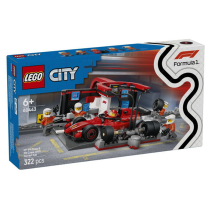 LEGO City 60443 F1® Pit Stop & Pit Crew with Ferrari Car