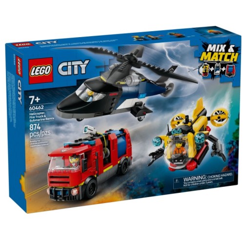 LEGO City 60462 Helicopter, Fire Truck & Submarine Remix